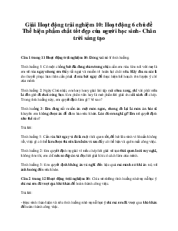 Giải Hoạt động trải nghiệm 10: Hoạt động 6 chủ đề 1 Chân Trời Sáng Tạo