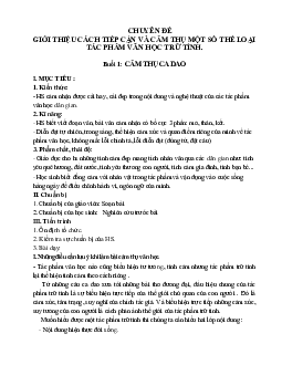 Chuyên đề Giới thiệu cách tiếp cận và cảm thụ một số thể loại tác phẩm văn học trữ tình bồi dưỡng HSG Ngữ văn 7