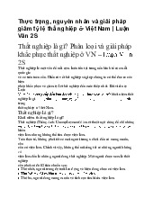 Thực trạng, nguyên nhân và giải pháp giảm tỷ lệ thấ nghiệp ở Việt Nam | Luận Văn 2S