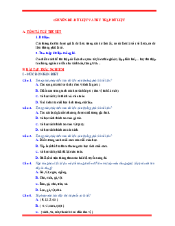 Tóm tắt lý thuyết và bài tập trắc nghiệm dữ liệu và thu thập dữ liệu
