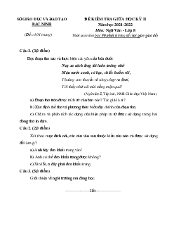 Đề thi giữa học kỳ 2 Ngữ văn 8 Sở GD Bắc Ninh 2021-2022 (có đáp án)