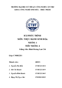 Bài phúc trình thực hành sinh hóa