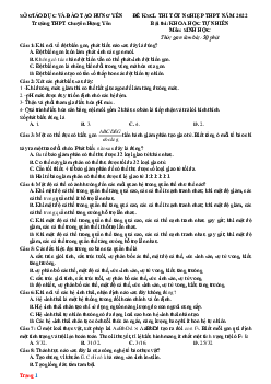 Đề Thi Thử TN THPT Môn Sinh 2022 Chuyên Hưng Yên (Có Lời Giải)