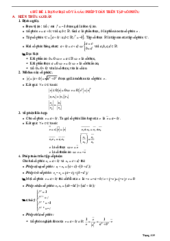 Tóm tắt lý thuyết và bài tập trắc nghiệm dạng đại số và các phép toán trên tập số phức Toán 12
