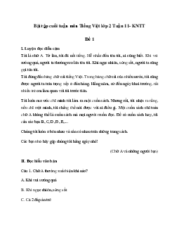 Phiếu bài tập cuối tuần lớp 2 môn Tiếng Việt Kết nối tri thức - Tuần 11