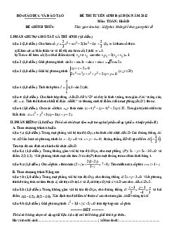 Đề thi và đáp án môn Toán khối D năm 2012