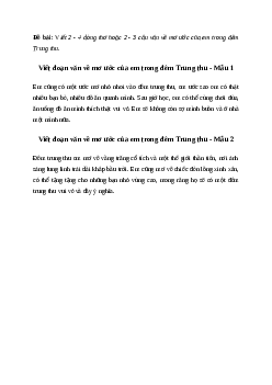 Viết đoạn văn về mơ ước của em trong đêm Trung thu Tiếng việt 4 Chân trời sáng tạo