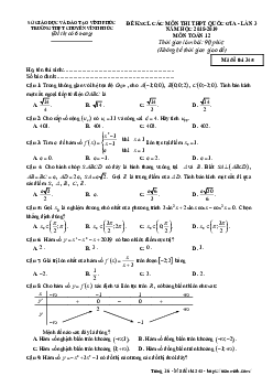 Đề KSCL Toán 12 ôn thi THPTQG năm 2018 – 2019 trường chuyên Vĩnh Phúc lần 3