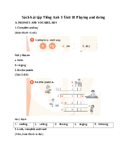Sách bài tập Tiếng Anh 3 Global Success Unit 18 Playing and doing