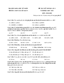 Đề thi thử THPT Quốc gia 2021 môn Sinh trường THPT chuyên KHTN Hà Nội có đáp án chi tiết