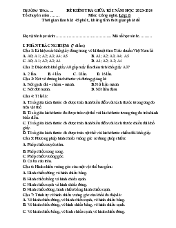 Đề thi giữa học kì 1 môn Công nghệ 8 năm 2023 - 2024 sách Cánh diều