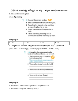 Giải sách bài tập Tiếng Anh lớp 7 Right On Grammar 5e