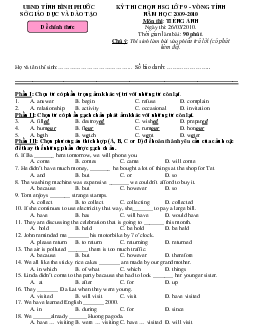Đề thi chọn HSG lớp 9 vòng tỉnh năm học 2009 -2010 môn thi Tiếng Anh tỉnh Bình Phước