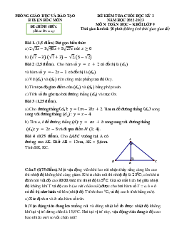 Đề cuối học kỳ 1 Toán 9 năm 2022 – 2023 phòng GD&ĐT Hóc Môn – TP HCM
