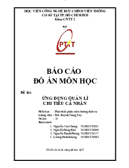 Đồ án "Ứng dụng quản lý chi tiêu cá nhân"