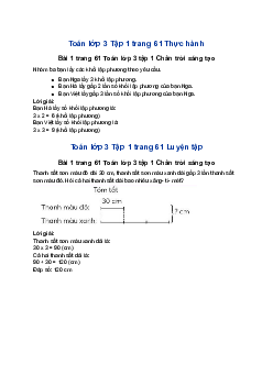 Toán lớp 3 trang 61 Gấp một số lên một số lần Chân trời sáng tạo