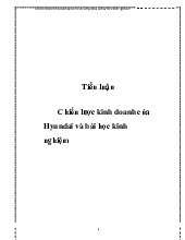Tiểu luận: Chiến lược Kinh doanh của Hyundai và Bài học Kinh nghiệm Môn Quản trị kênh phân phối | Trường Học Viện nông nghiệp Việt Nam