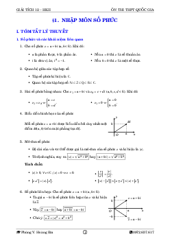 Lý thuyết và bài tập trắc nghiệm số phức – Phùng Hoàng Em Toán 12
