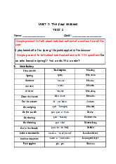 Unit 7 - Test 2: Vocabulary and Grammar on Seasons | Môn AS EDUCATION - Tiếng Anh tại Hải phòng - Đại học Hải Phòng