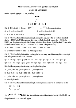 Đề thi cuối kỳ môn toán cao cấp
