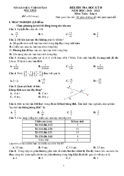 Đề kiểm tra cuối học kỳ 2 Toán 6 năm 2021 – 2022 sở GD&ĐT Bắc Ninh