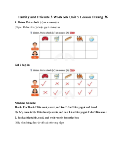 Family and Friends 3 Workook Unit 5 Lesson 1 trang 36