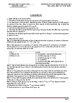 Đề cương ôn tập học kì 1 môn Hóa học 10 sách Cánh diều