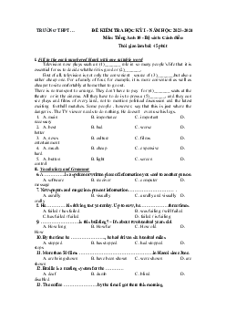 Đề thi học kì 1 môn Tiếng Anh 10 năm 2023 - 2024 sách Cánh diều đề 1