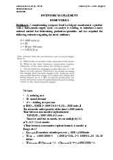 Homework 1 - Case Studies and Solutions | Môn Inventory Management - Trường Đại học Quốc tế, Đại học Quốc gia Thành phố Hồ Chí Minh