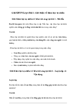 Giải Khoa học tự nhiên 6 Bài 1: Giới thiệu về khoa học tự nhiên - Chân Trời Sáng Tạo