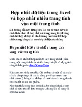 Hợp nhất dữ liệu trong Excel và hợp nhất nhiều trang tính vào một trang tính