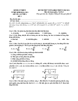 Đề thi thử THPT Quốc gia môn Vật Lí chuẩn cấu trúc đề minh họa 2020 - 2021 - Đề 3 (có lời giải chi tiết)