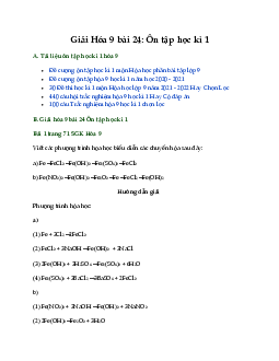Giải Hóa 9 bài 24: Ôn tập học kì 1
