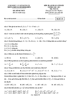 Đề cuối kì 2 Toán 10 năm 2022 – 2023 trường THPT Nguyễn Bỉnh Khiêm – Đắk Lắk