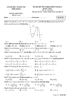 Đề thi thử tốt nghiệp THPT năm 2022 môn Toán sở GD&ĐT Kiên Giang