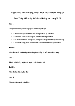 Soạn bài Luyện từ và câu: Mở rộng vốn từ Đoàn kết - Tiếng Việt 4 Chân trời sáng tạo