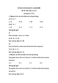 Giải VBT Toán lớp 3 Bài 55: Bài kiểm tra số 2 trang 112, 113 | Cánh diều