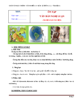 Giáo án dạy thêm Ngữ văn 6 sách Cánh diều  Bài 8