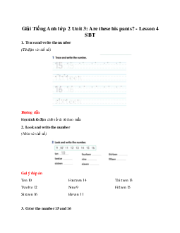 Unit 3: Are these his pants? - Lesson 4 Giải SBT | Tiếng anh 2 Family and Friends