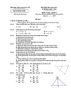 Đề học kì 1 Toán 8 năm 2023 – 2024 trường THCS Ngô Gia Tự – Hải Phòng