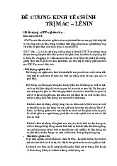Đề Cương: Đối Tượng và Phương Pháp Nghiên Cứu Môn Kinh tế chính trị Mac - Lenin | Trường Đại học Khoa học, Đại học Huế