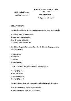 Đề thi giữa học kì 2 môn Địa lí 11 năm 2023 - 2024 sách Chân trời sáng tạo