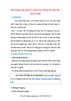 Đề cương ôn tập Tiếng Việt lớp 4 học kì 1 - Kết nối tri thức