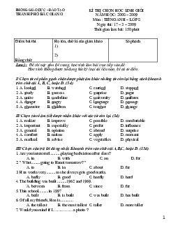 TOP 30 Đề thi chọn học sinh giỏi Tiếng Anh 8 từ nhiều tỉnh thành trên cả nước (có đáp án)
