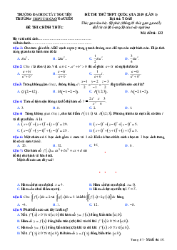 Đề thi thử Toán THPTQG 2019 lần 1 trường THPT TH Cao Nguyên – Đắk Lắk