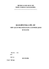 Bài kiểm tra giữa kỳ môn Quản trị chất lượng  | Trường đại học Mở Hà Nội
