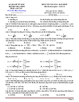 Đề ôn thi tốt nghiệp THPT 2021 môn Vật lý (đề 1)-thầy Đoàn Văn Lượng (có đáp án)