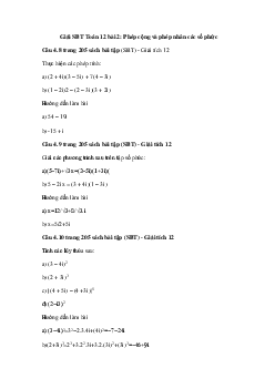 Giải SBT Toán 12 bài 2: Phép cộng và phép nhân các số phức