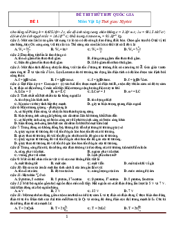 TOP 10 đề thi thử THPT quốc gia môn Vật lý (có đáp án)