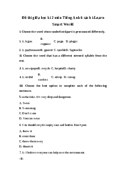 Đề thi giữa học kì 2 môn Tiếng Anh 6 năm 2023 - 2024 sách i-Learn Smart World | Đề 2